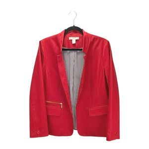 Chicos Red Collarless Blazer Jacket Women Size 1 Business Workwear Office Staple